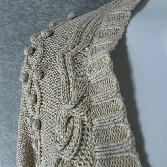 Soft Surroundings Womens M Cable Knit Sweater Bobble Accents Asym Art To Wear - Picture 9 of 15